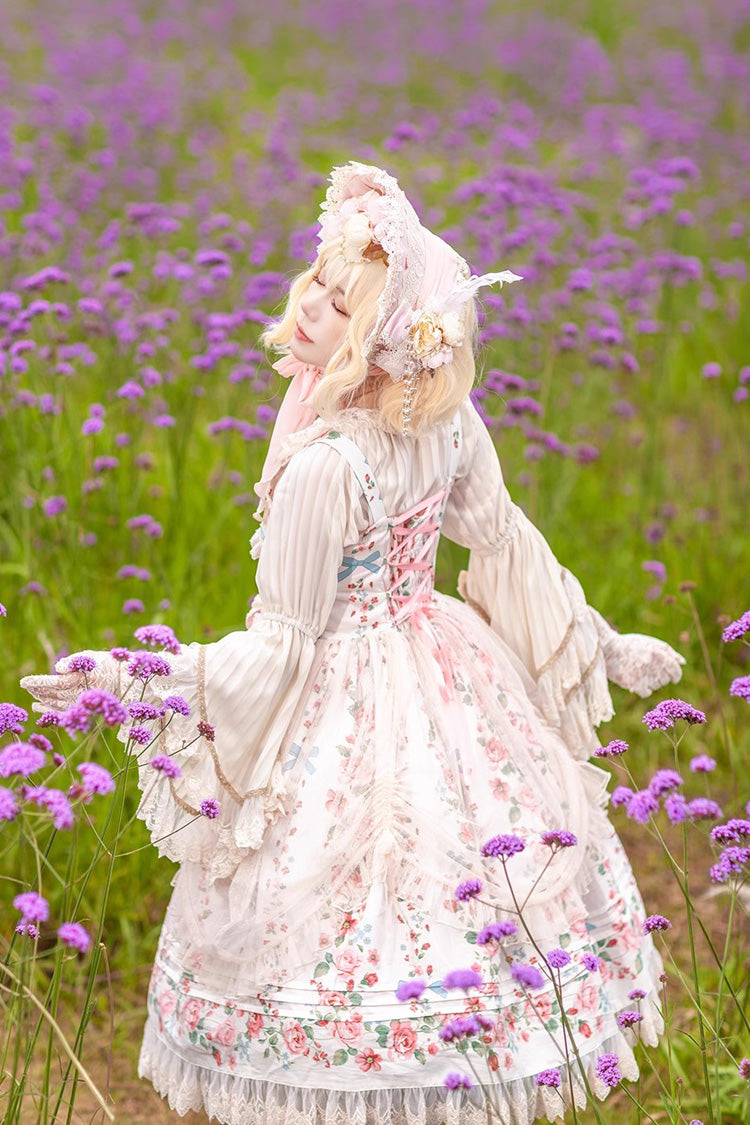 Apricot Rose Morning Dew Print Sweet Elegant (Dress Only) detail view 5