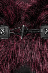 Red Stand Collar Sleeveless Gradient Faux Fur Women's Gothic Cape - Product - 5