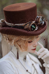 Brown Victorian Style Bowknot Mesh Classic Vintage Ouji Lolita Hat - Product - 2