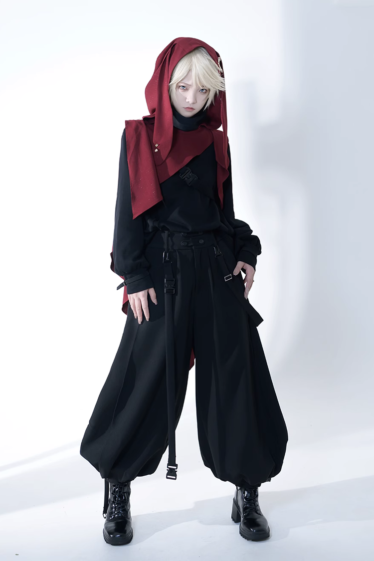 Black Functional Rabbit Cool and Handsome Ouji Lolita Pants - Product - 2