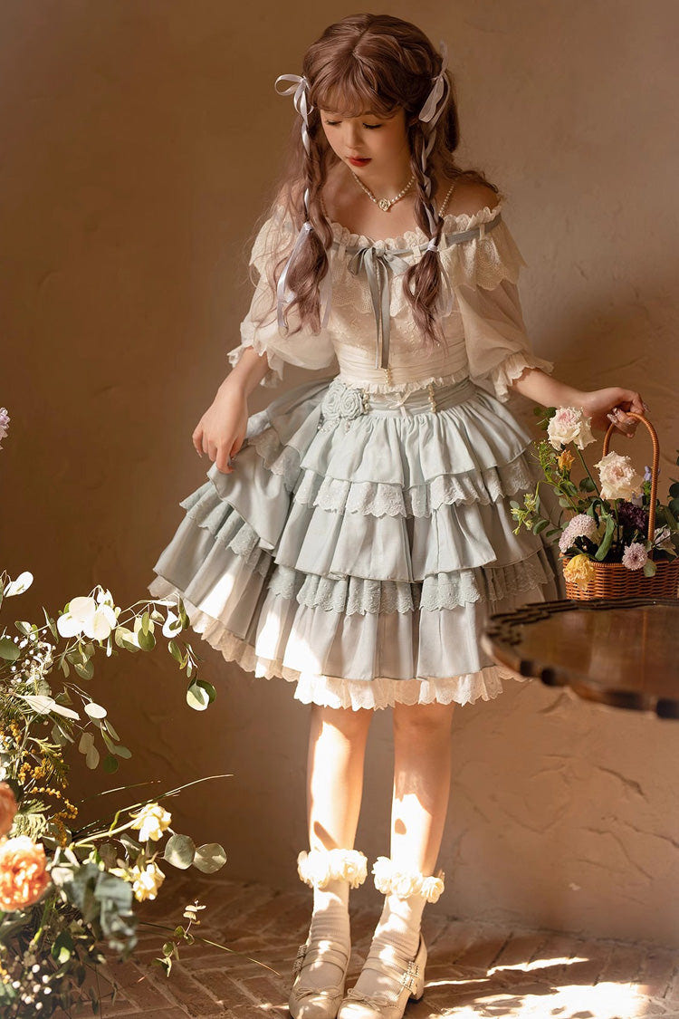 ライトブルー Rose 多層 フリル プリンセス スウィートロリータスカート 商品画像