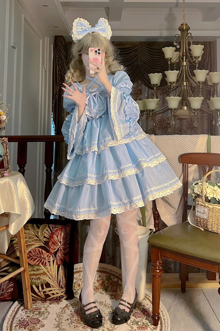 Blaue, dreilagige, abnehmbare Ärmel, Schleife, Schnürsenkel, süß (Set), Detailansicht 9