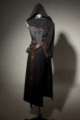 Black/Grey [Phantom of the Night] Sleeveless Lace-Up Fashion Gothic Punk Lolita Dress - Product - 4
