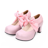 Round toe Big Bowknot Sweet Lolita Shoes - Pink - 1