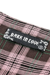 Pink/Brown Buckled Plaid Women's Punk Pleated Mini Skirt - Product - 18