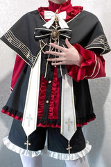 Black/Red [The Choir of The Church] Ouji Fashion Gothic Prince Lolita Set (Younger Brother Version) - Product - 11