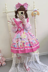 [Bunny Pastry Chef] Print Bowknot Gothic Japanese Lolita Jsk Dress 3 Colors - Product - 16