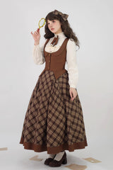 Brown [Broken Pocket Watch] Printed Detective-Style Classic Lolita Full Skirt - Product - 4