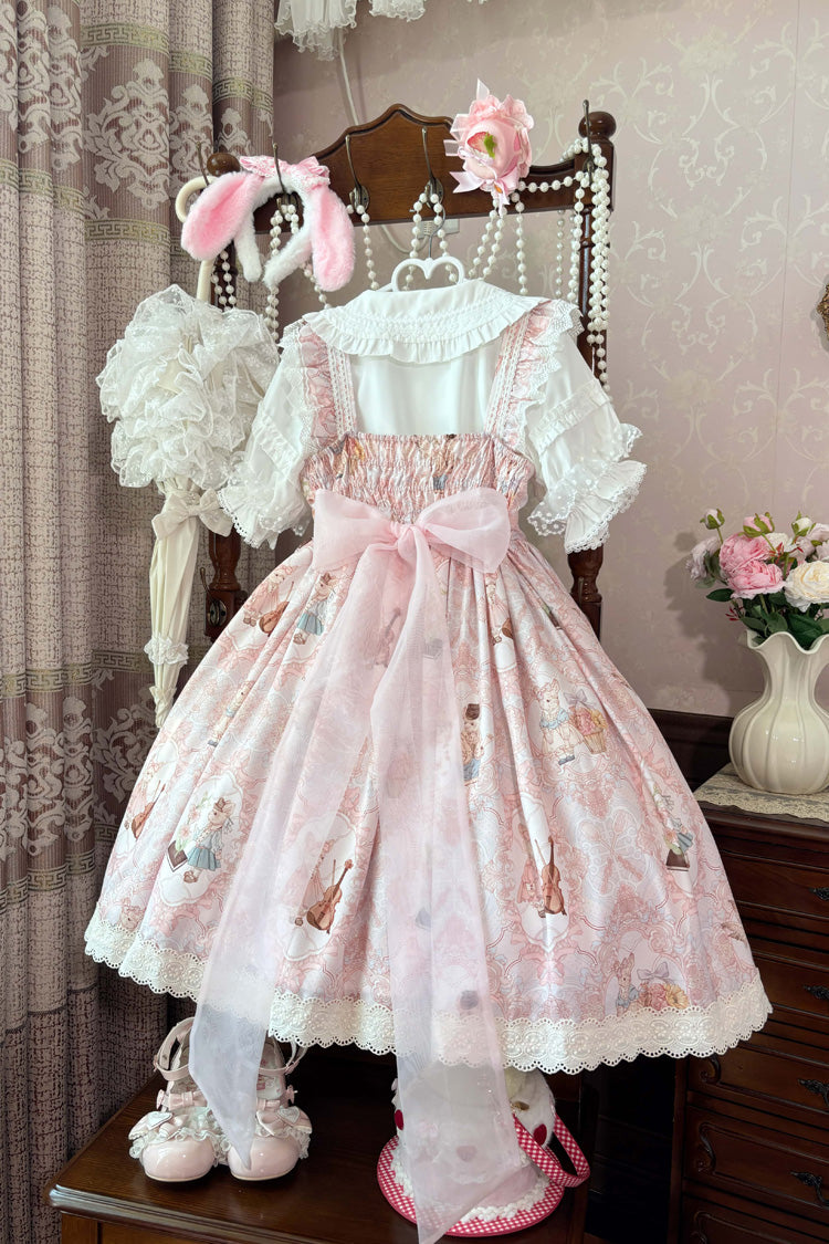 [Sweetheart Party] Sleeveless Printed Ruffled Embroidered Lace Sweet Lolita Jsk Dress 3 Colors - Product - 9