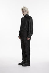 Black Jacquard Slim Men's Gothic Gorgeous Handsome Pants - Product - 3