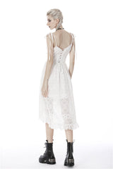 White Floral Lace Lace-Up Women's Steampunk Slip Cocktail Dress - Product - 4