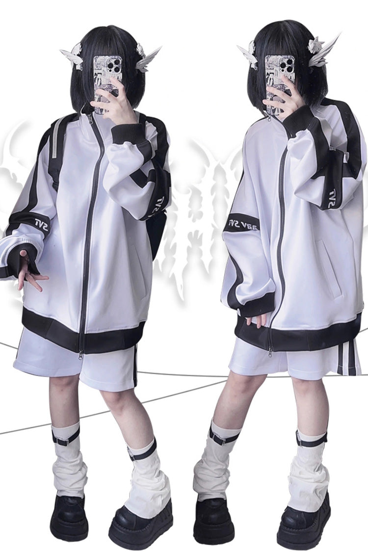 Handsome Long Sleeves Print Jirai Kei Coat 3 Colors - Product - 3