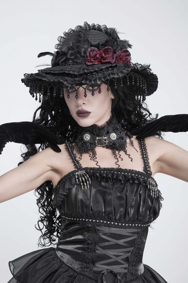Black Lace Women's Gothic Floral Tassels Neckwear - Product - 8