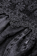 Black Square Collar Long Hime Sleeves Embroidered Lace Spliced Women's Gothic Maxi Wedding Dress - Product - 14