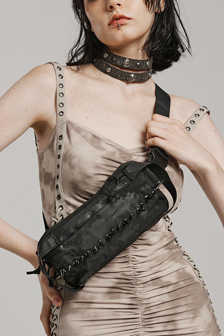 Military Rivets Women's Steampunk Shoulder Bag 2 Colors - Black - 1