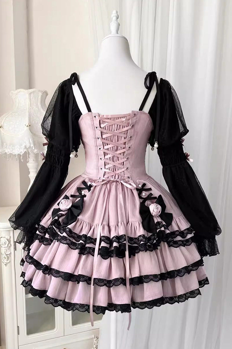 Black/Purple Dance Music Long Sleeves Multi-layer Ruffle Bowknot Sweet Princess Lolita Dress - Product - 14