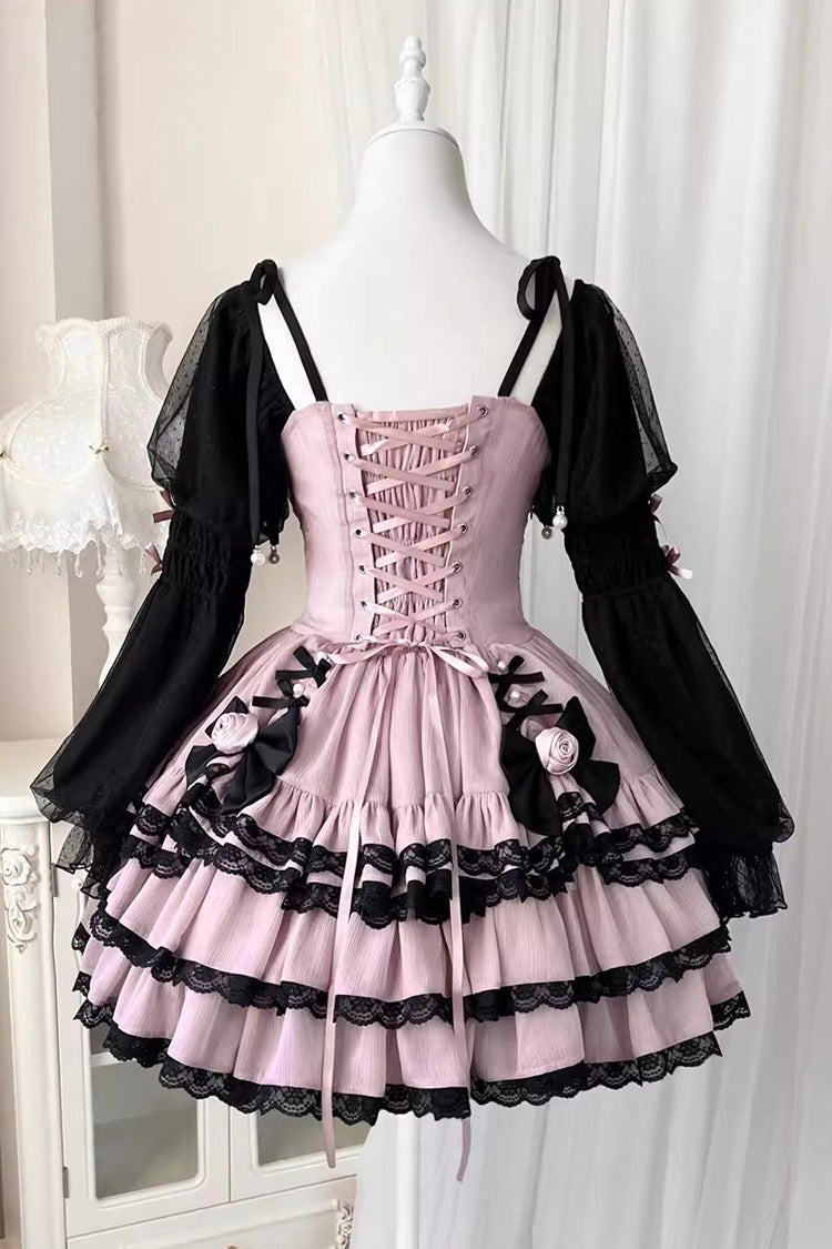 Black/Purple Dance Music Long Sleeves Multi-layer Ruffle Bowknot Sweet Princess Lolita Dress - Product - 14