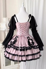 Black/Purple Dance Music Long Sleeves Multi-layer Ruffle Bowknot Sweet Princess Lolita Dress - Product - 14