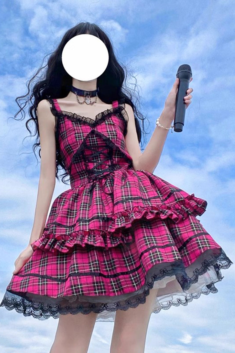 Red Sleeveless Multi-layer Ruffle Bowknot Gothic Lolita Jsk Dress - Product - 3