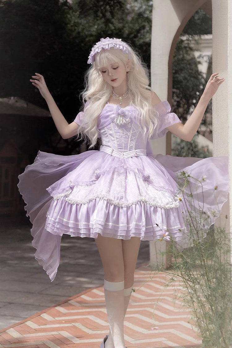 Purple Fantasy Music Box Ruffle Bowknot Lace Ballet Sweet Elegant Lolita Dress - Product - 9