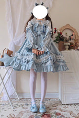 Multi-Color Long Sleeves Ruffle Embroidery Bowknot Sweet Lolita Dress 3 Colors - Product - 6