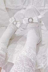 [Love Is Coming] Bowknot Sweet Jirai Kei Japanese Rhinestones Platforms Shoes 2 Colors - White - 2