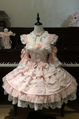 Pink [Rain of Peaches] Sleeveless Multi-Layered Bowknot Lace Sweet Chinese Style Lolita Jsk Dress - Product - 2