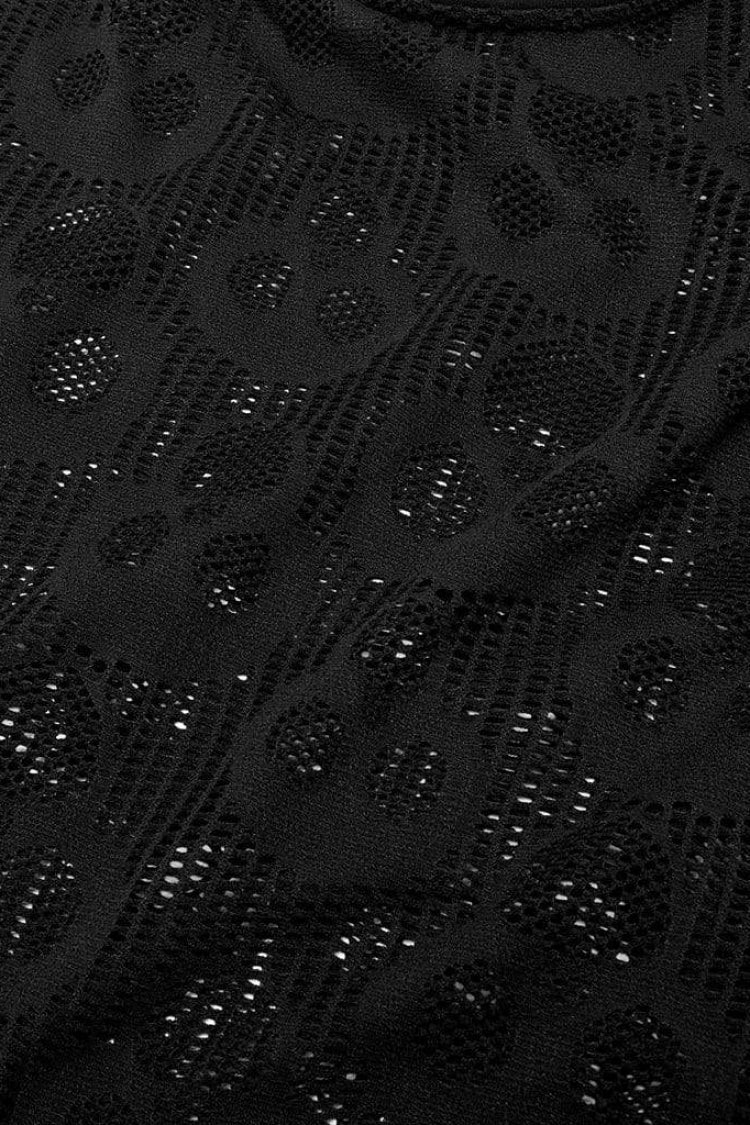 Black Long Sleeves Skull Print Lace Sheer Mesh Men's Steampunk T-Shirt - Product - 5