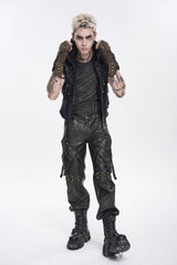 Spliced Irregular Detachable Studded Zippered Men's Punk Handsome Pants  With Big Pockets - Product - 4