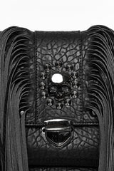 Black Studded Tassels Rivet Straps Faux Leather Women's Gothic Bag - Product - 6