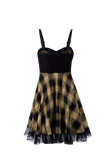 Lattice Plaid Stitching Binding Women's Steam Punk Strap Dress - Product - 14