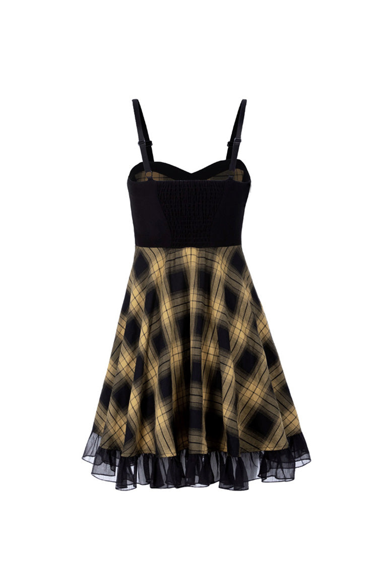 Lattice Plaid Stitching Binding Women's Steam Punk Strap Dress - Product - 14