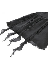 Black Moon Charm Off Shoulder Long Puff Bishop Sleeves Layered Ruffled Hem Women's Gothic Slip Dress - Product - 15