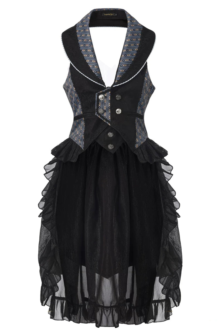 [The Rabbit’s Invitation] Long Sleeves Ruffled Classic Vintage Elegant Prince Palace Ouji Lolita Set - Black-Coat(Only) - 7