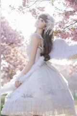 White [Love Is Coming] Multi-layer Ruffle Embroidery Bowknot Sweet Princess Lolita Jsk Dress - Product - 5