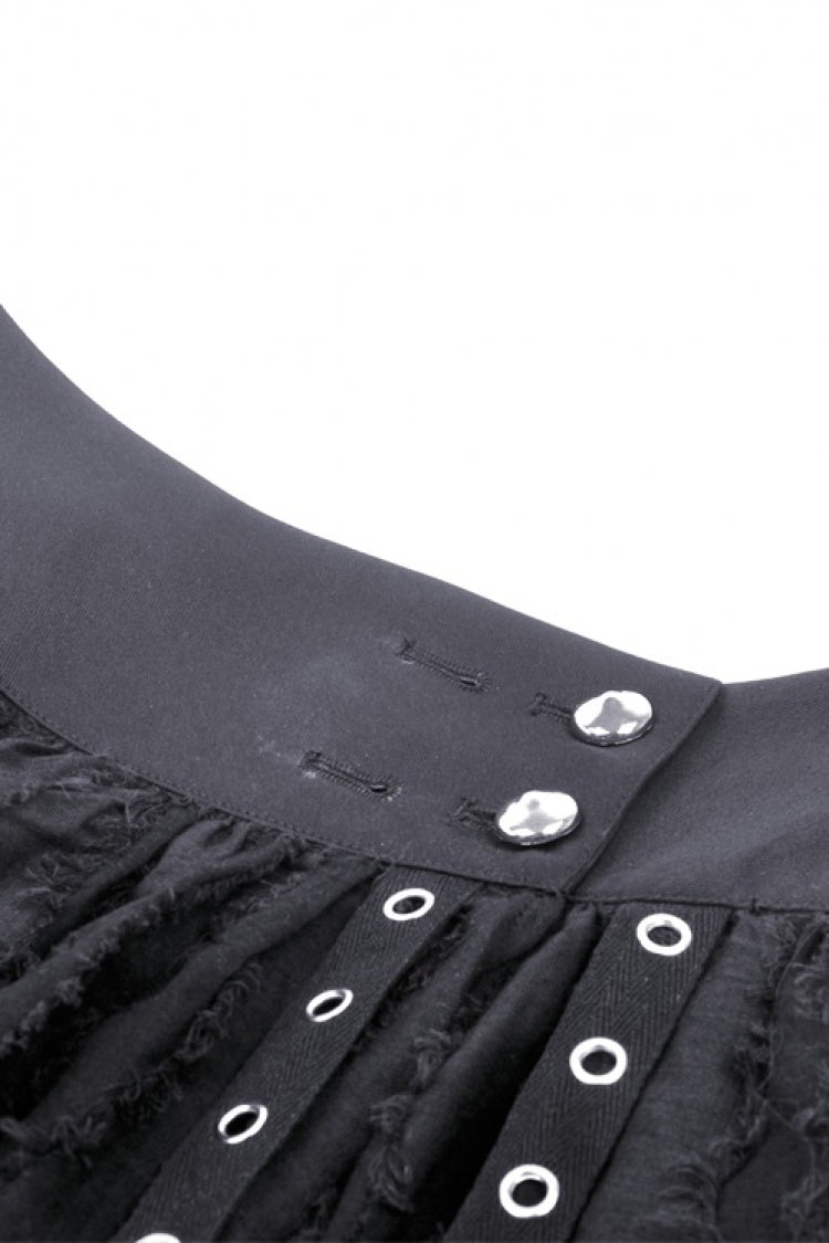 Black High Waisted Irregular Women's Punk Super Mini Skirt - Product - 13