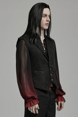 Black Lapel Collar Jacquard Slim Men's Gothic Vest - Product - 2