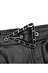 Black Elasticity Glued Woven Fabric Sexy Tight Metal Zipper Belt Decoration Women's Plus Size Punk Trousers - Product - 8