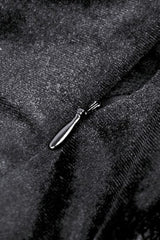 Black Long Sleeves Eyelets Side Slit Women's Gothic Maxi Dresses Wedding Dress - Product - 18