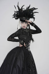 Black Lace-Up Slim Irregular Zippered Women's Punk Corset - Product - 6