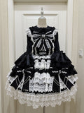 Black bead chain tiered Hanayome Lolita JSK dress front view