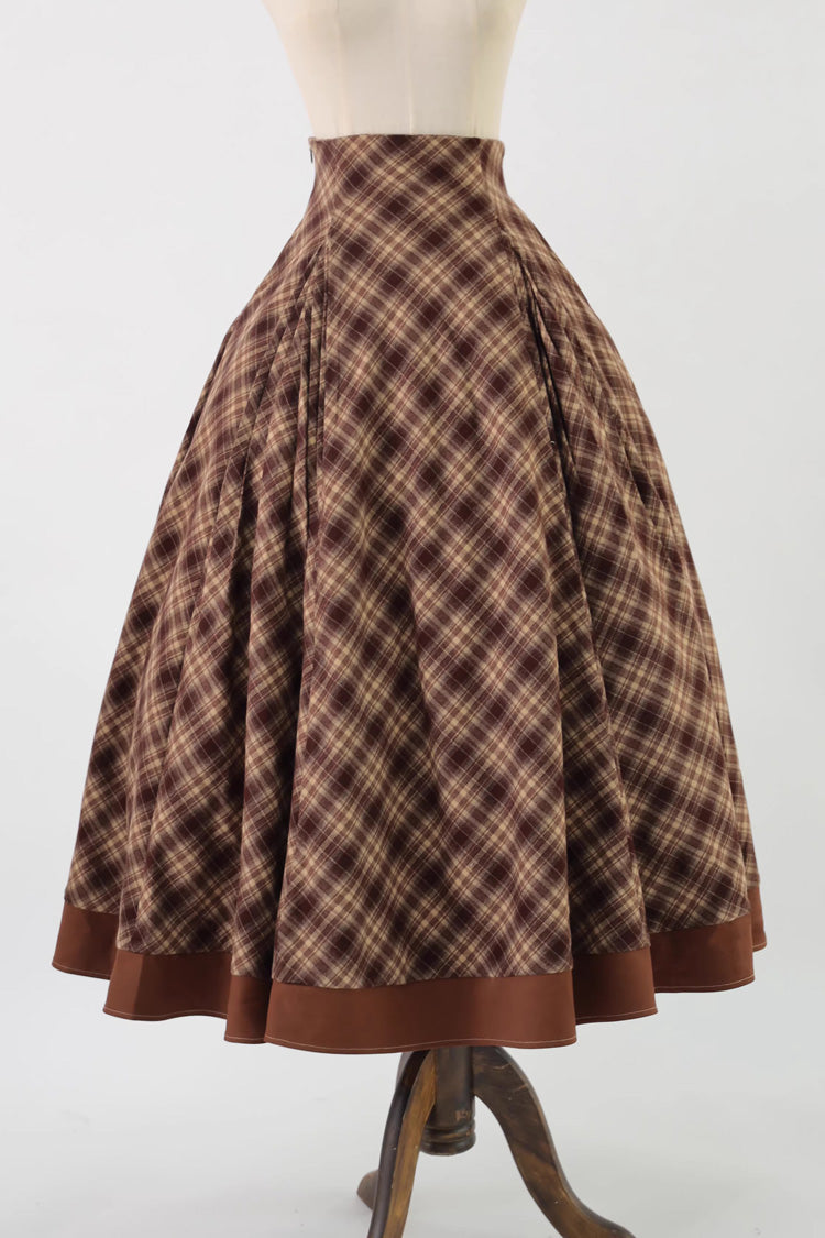 Brown [Broken Pocket Watch] Printed Detective-Style Classic Lolita Full Skirt - Product - 5
