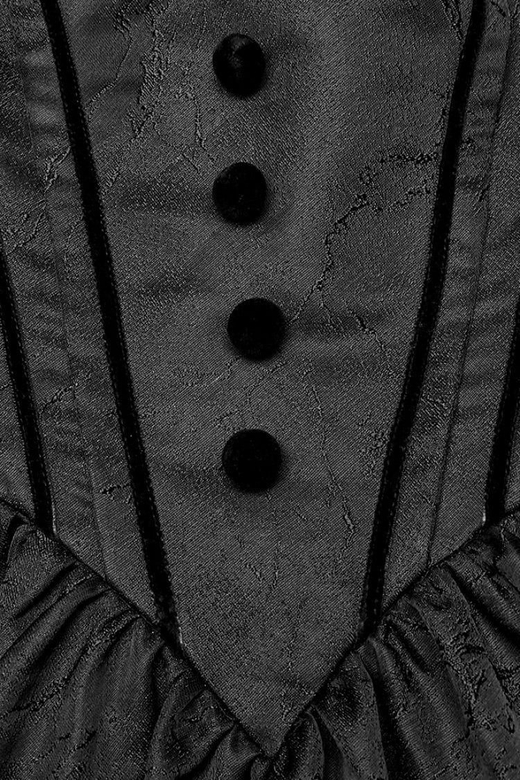 Black Short Puff Sleeves Lace-Up Women's Gothic Dress - Product - 7
