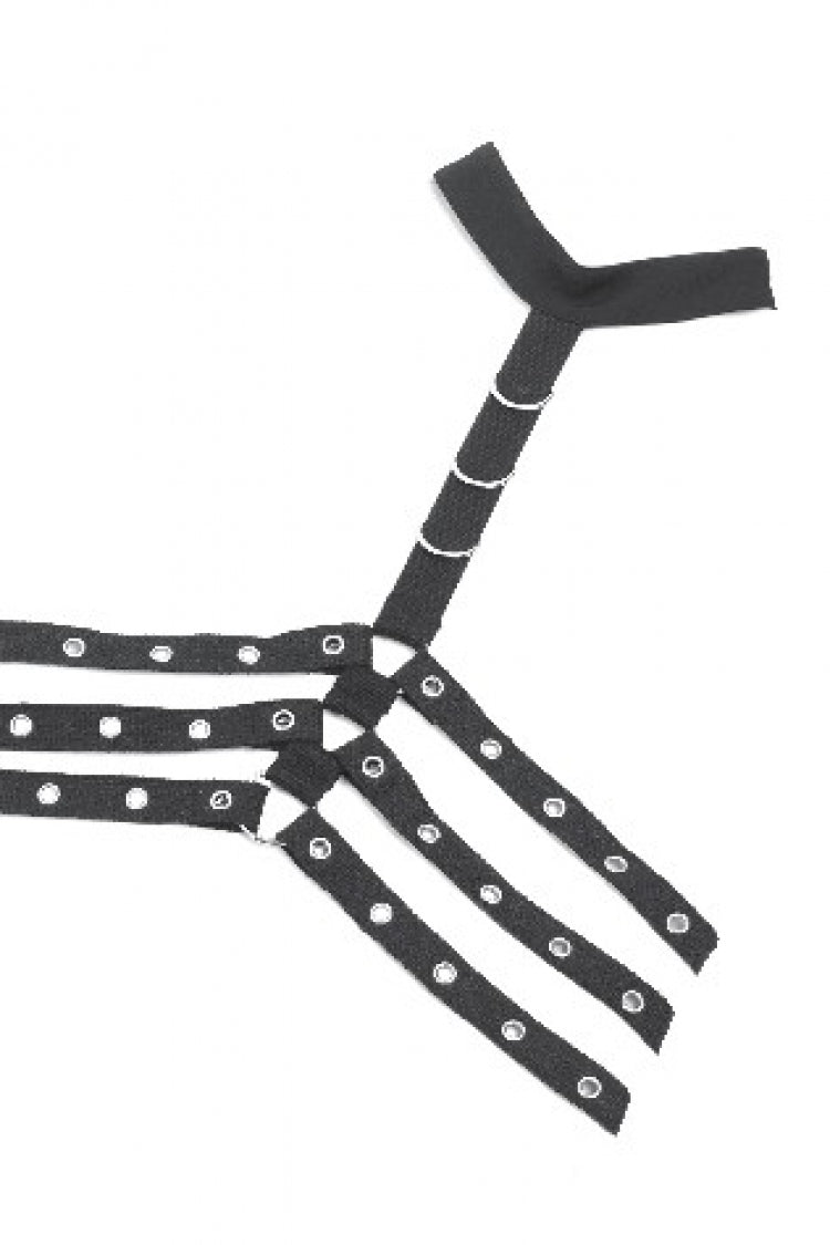 Black Women's Punk Halter Eyelet Chest Harness - Product - 11