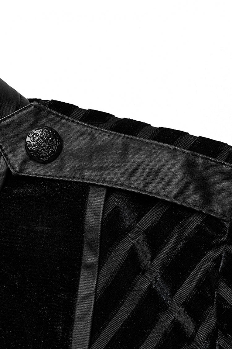 Black Lapel Collar Stitching Slim Men's Gothic Blouse - Product - 8