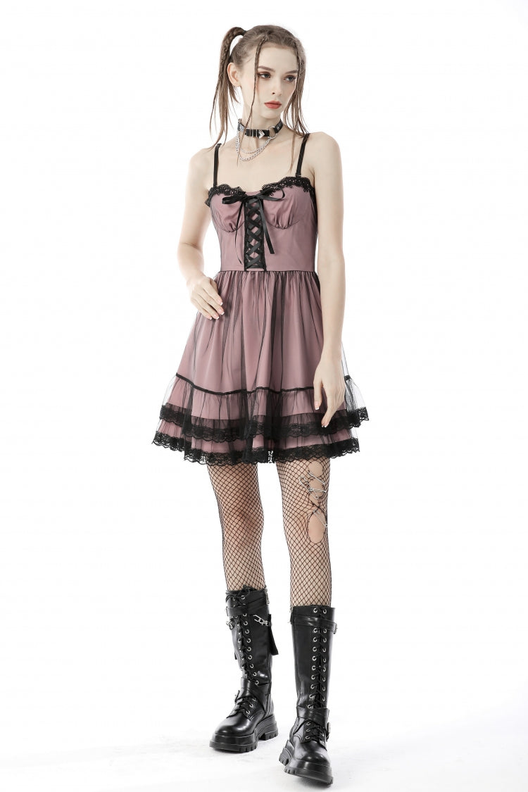 Pink Sleeveless Multi-Layered Lace Women's Lolita Slip Dress Graduation Dress - Product - 7