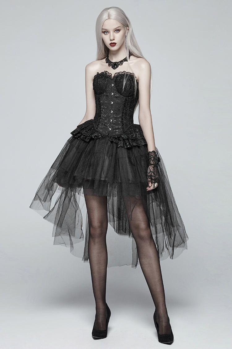 Black Multi-layer Lace Mesh Women's Gothic Elegant Skirt - Product - 4