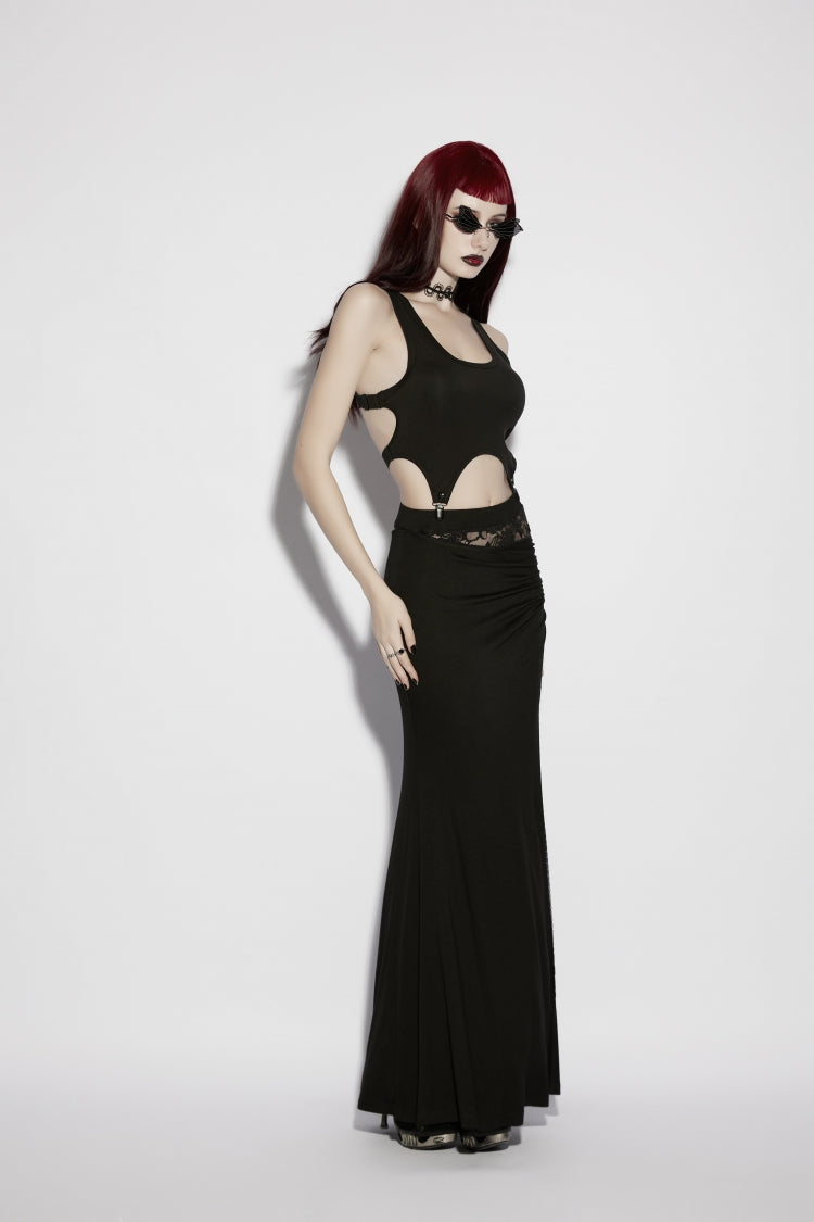 Black Cut-Out Slim Irregular Women's Gothic Handsome Vest - Product - 7