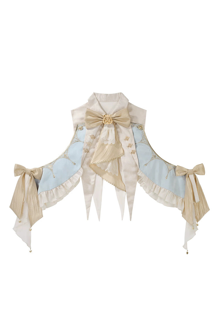 Yellow [Fairytale Storybook] Stand Collar Long Sleeves Ruffled Embroidered Bow Classic Chinese Style Ouji Lolita Set - Detachable-Collar(Only) - 12