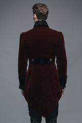 Wine Formal Party Turn Down Collar Long Sleeves Mens Gothic Swallowtail Coat - Product - 8